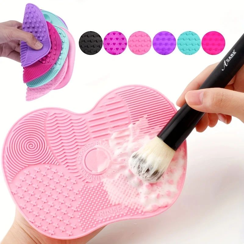 1Pc Silicone -Shaped Makeup Brush Cleaner Pad With Suction C