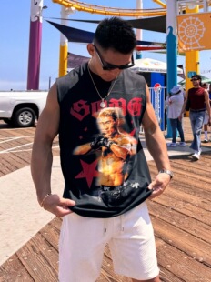 现货 宋亚东UFC综合格斗美式复古男女纯棉粉丝应援美式背心短袖恤