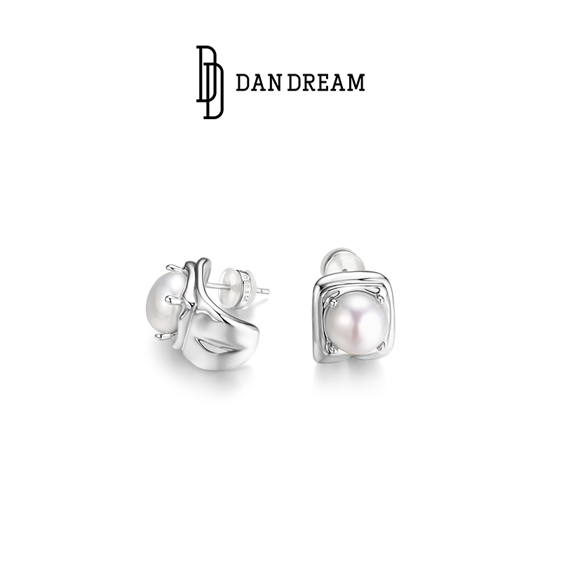 DAN DREAM重筑流光耳钉女高级气质925纯银针精致独特珍珠耳钉耳饰