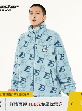 BEASTER奥莱满印潮牌外套仿羊羔毛夹克潮反季美式复古上衣