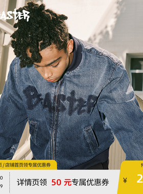 BEASTER水洗牛仔棒球服男款23冬装美式短款潮简约字母渐变外套女