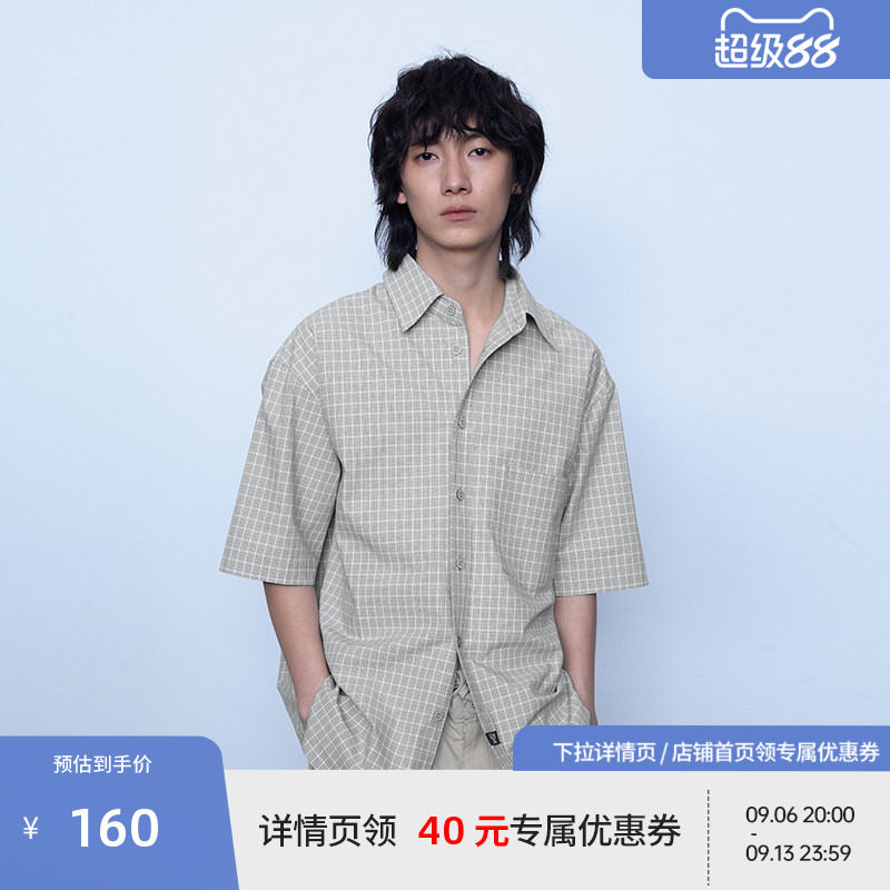 BEASTER百搭潮流休闲格纹短袖衬衫男25年夏季新款纯棉衬衣外套女图片