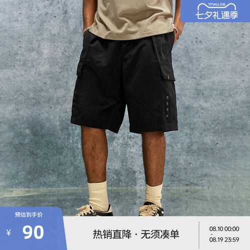 【beaster fe】大口袋工装抽绳短裤夏新款美式潮牌宽松休闲裤