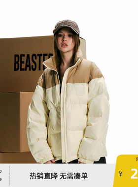 BEASTER奥莱潮牌情侣羽绒服外套男女白鸭绒美式复古暖冬装