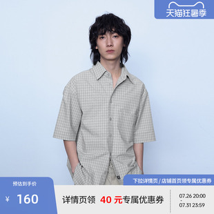 BEASTER百搭潮流休闲格纹短袖衬衫男25年夏季新款纯棉衬衣外套女