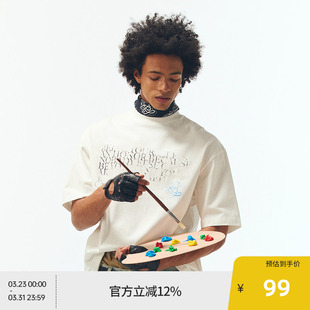 上衣 全棉2025年新款 BEASTER字母发泡印花百搭短袖 T恤男美式