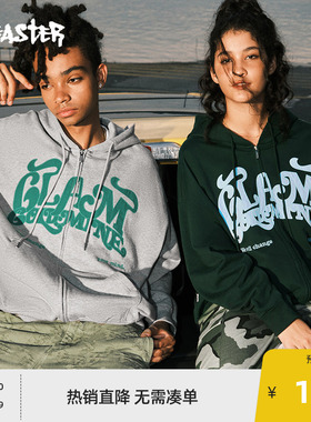 BEASTER鬼脸重磅卫衣外套23新品华丽金矿贴布绣情侣开衫潮流夹克