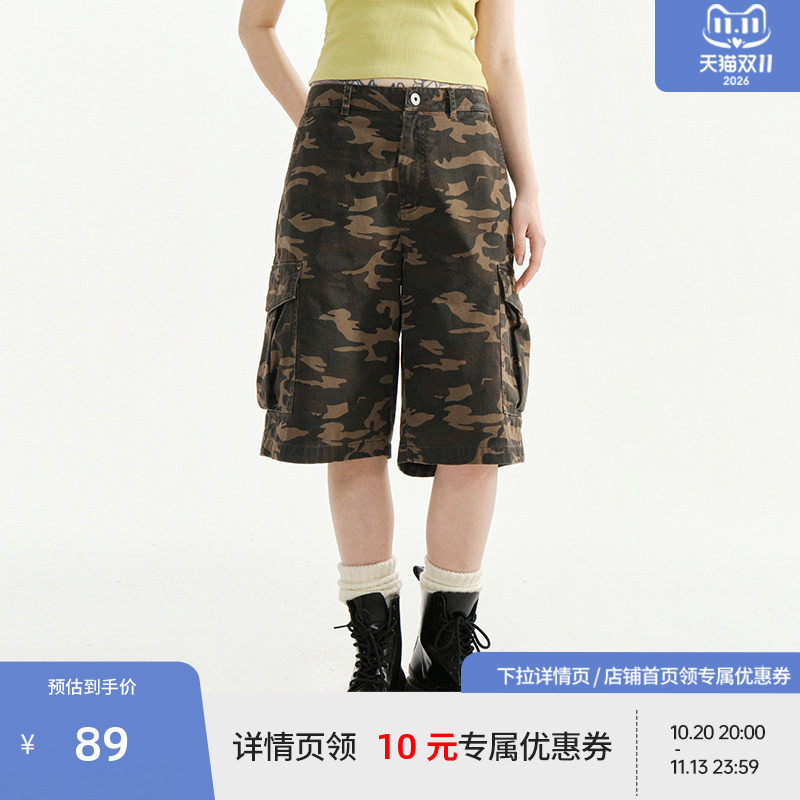 BEASTER迷彩大口袋运动短裤夏新款纯棉宽松休闲短裤