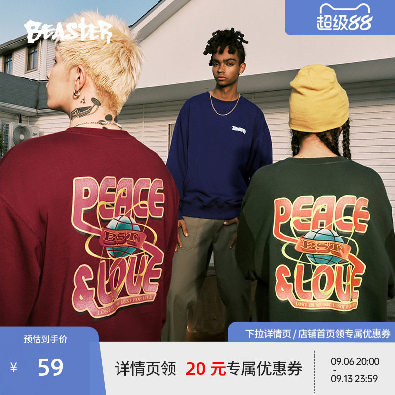 Beaster美式复古印花圆领卫衣图片