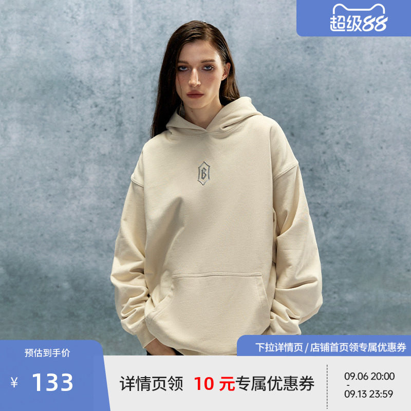 【beaster fe】铁标logo纯棉卫衣男款连帽重磅美式休闲套头上衣图片