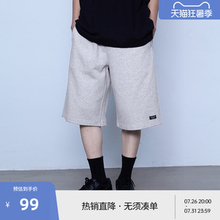 BEASTER370g重磅短裤男25夏新薄款抽绳灰色宽松百搭直筒休闲裤子