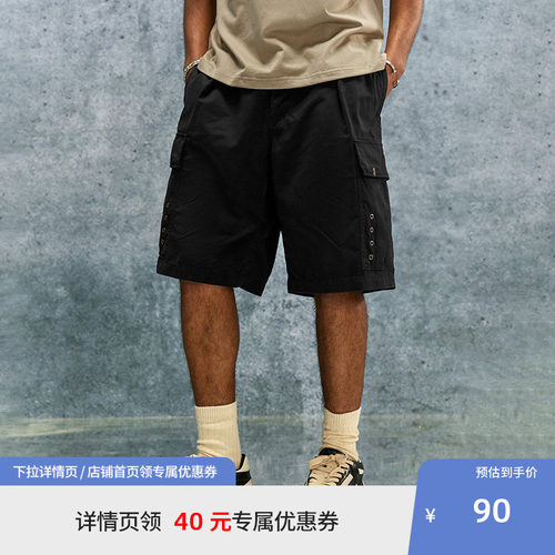 【beaster fe】大口袋工装抽绳短裤夏新款美式潮牌宽松休闲裤