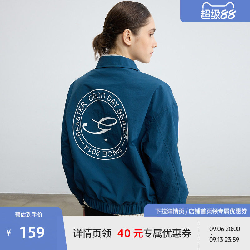 BEASTER复古风美式印花夹克男女情侣早秋设计感小众百搭梭织外套图片