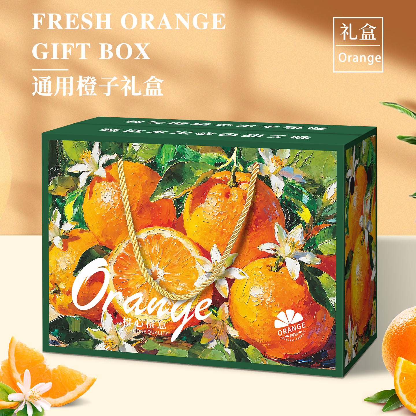 高档橙子礼盒包装盒空盒赣南脐橙果冻橙通用5斤/10斤装手提礼品盒