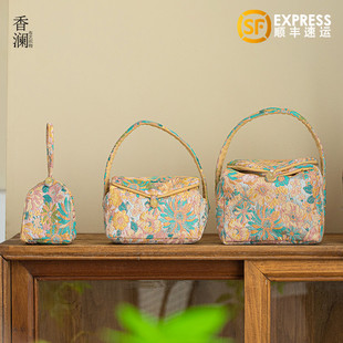 高档织锦万花茶事包旅行茶具收纳包手工制作加厚防摔户外便携茶包