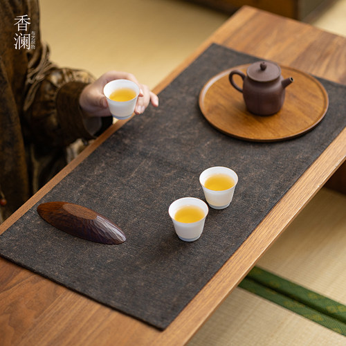 香云纱真丝深色茶席老料古朴复古
