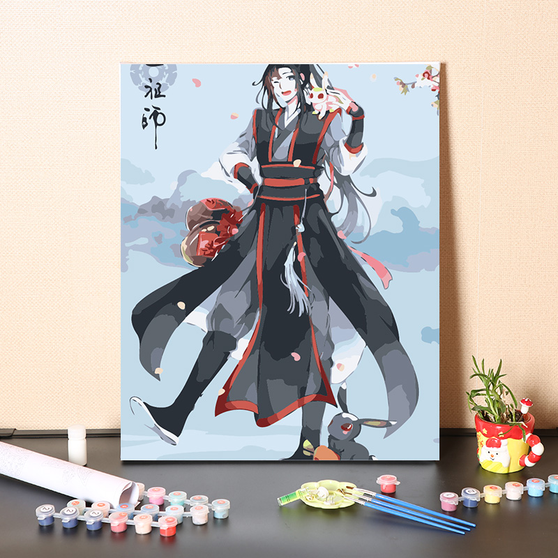 填充手工国潮魔道祖师卡通动x漫填色中式油彩画涂色数字手绘丙烯