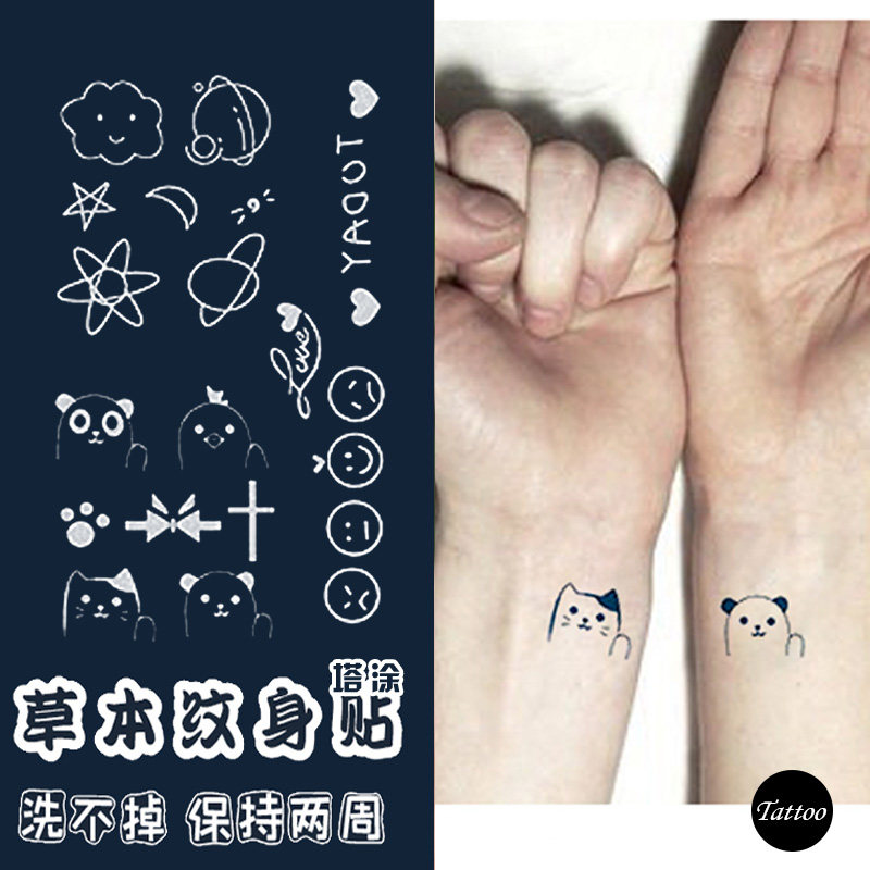 塔涂 情侣小图案草本果汁贴纹身男半永久防水持久女贴纸手指ins风