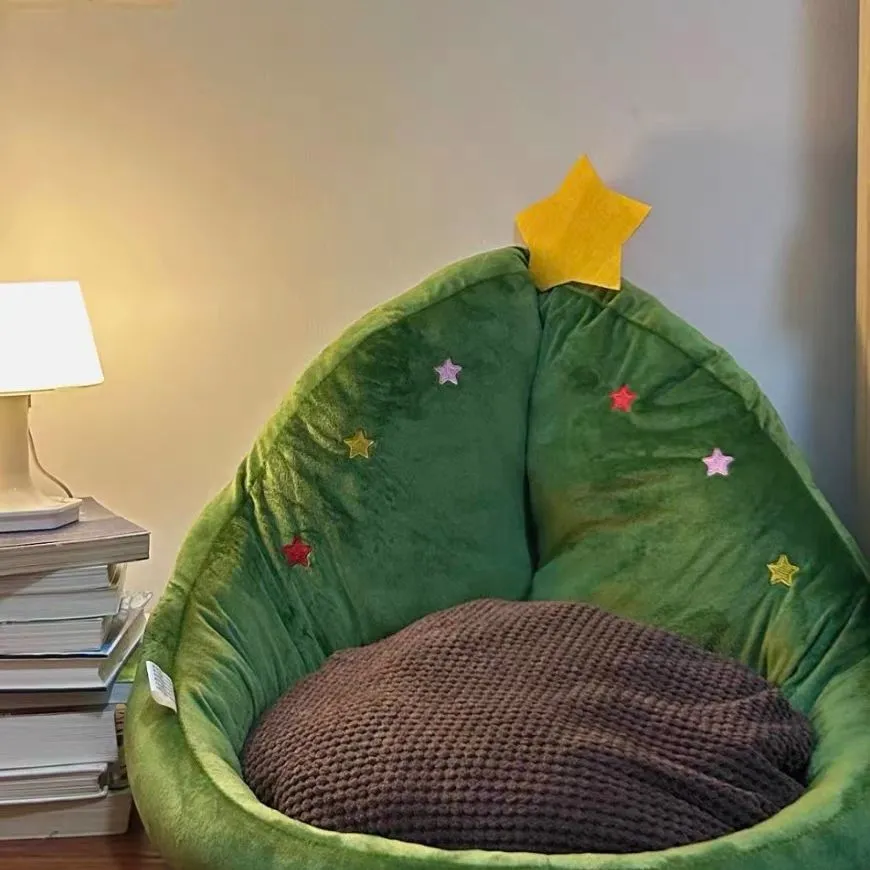 圣诞节装饰圣诞树坐垫地上懒人