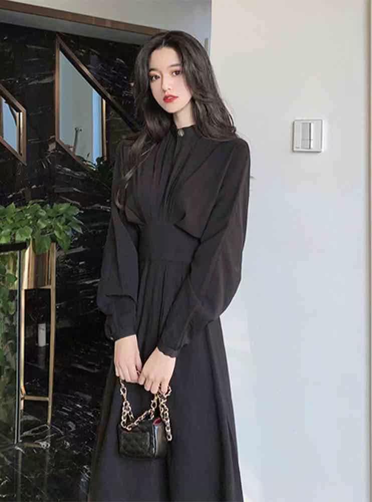 腰瘦高法式范御2021长裙收显姐连衣裙气质赫本冷复古女神新款风女