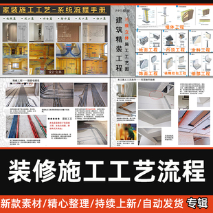 装修施工工艺流程PPT模版家装全案装饰公司验收施工规范管理手册