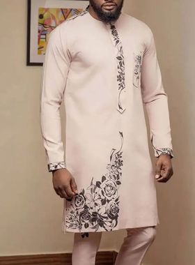 2023 Afran en Dashiki Long Sleee 2 iece Set raditional Afra