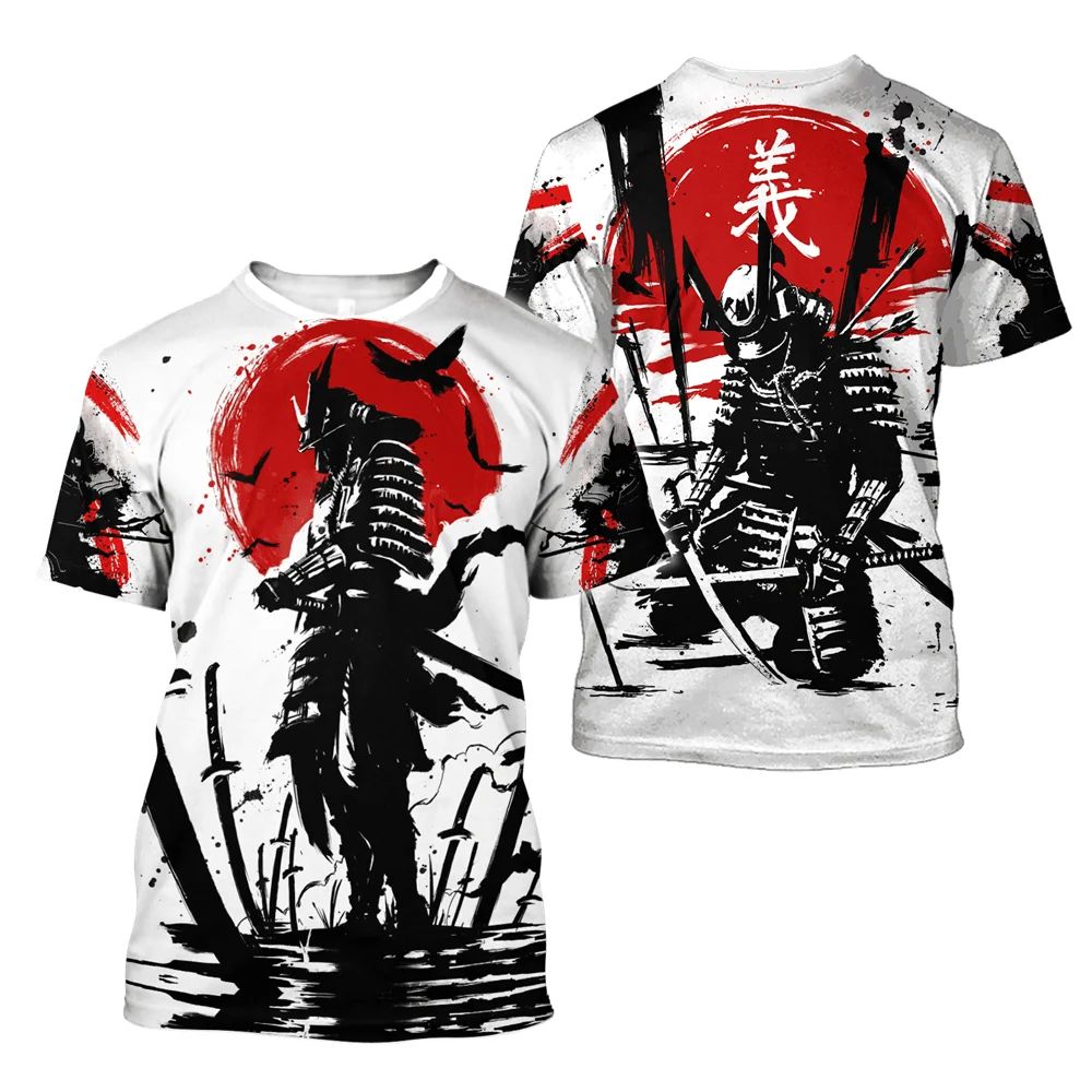 Summer Vintage Japanese Samurai  Shirt en Cotton Casual Shor