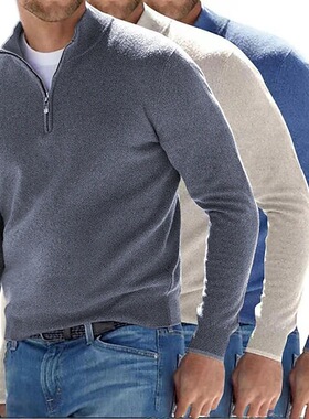 Men's at Knitwear Thickened Pullover Half-high llar Men's Sw