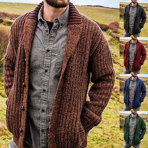 2025 Men's Cardigan Solid lor Slim-fit Knitted Jacket For Me