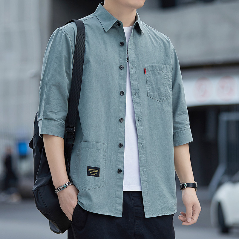 Pure tton Men's Seven-point Sleeve Short-sleeved All-cotton