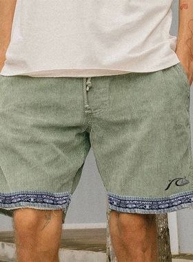 Casual Fashion atchwork Corduroy Shorts ens ing Summer Fashi