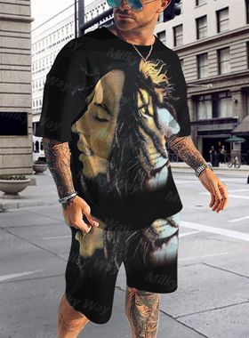 3D en's Summer each -shirt Suit swear en's Oersized hing op