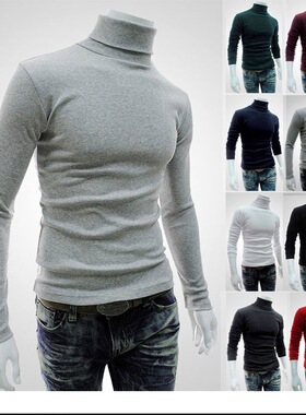 Men's Solid lor T-shirt Men's Turtleneck Men's Thin Shirt Ko