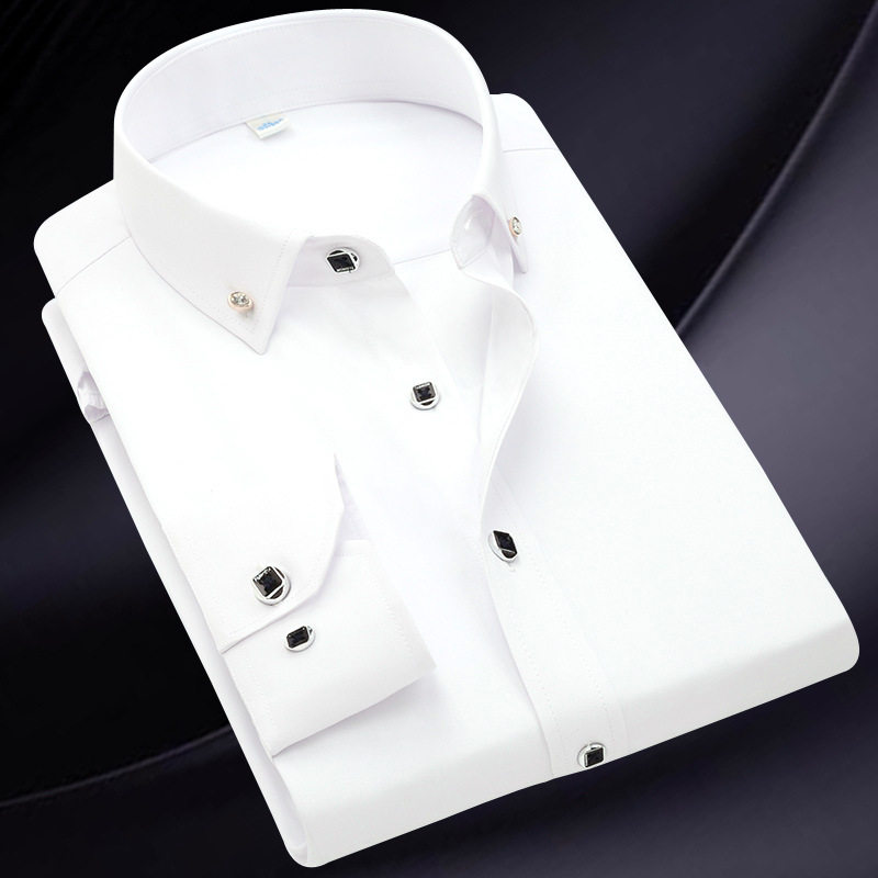 2025 Men's Business Professional White Men's Shirt With Diam