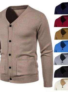 Knitted Cardigan 2025  Men's Slim-fit Casual V-neck Jacket