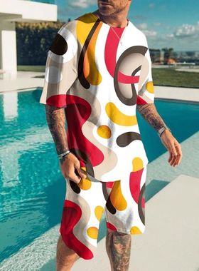 en Luxury  Shirt rasuit 2 iece Sets 3D rint s Short Sleee ou