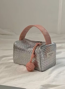 Original Silver Pink Color Matching Woven Pattern 2024 Handb