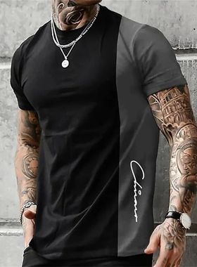 en's Sreet -shirt Summer en's 3D Stripe rinting Short Sleee