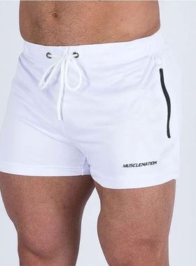 en's Shorts esh Qui Dry Elast Waist ipper oets Summer Workou