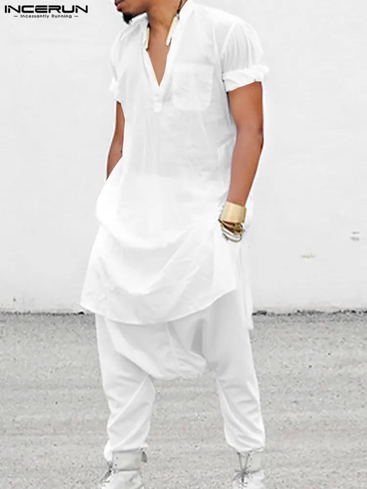 en Sets Solid uim hing Stand Collar Long Sleee Shirt & Drop-