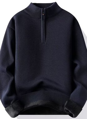 Half-zipper Men's Fleece-lined Thickened Half-high llar Swea