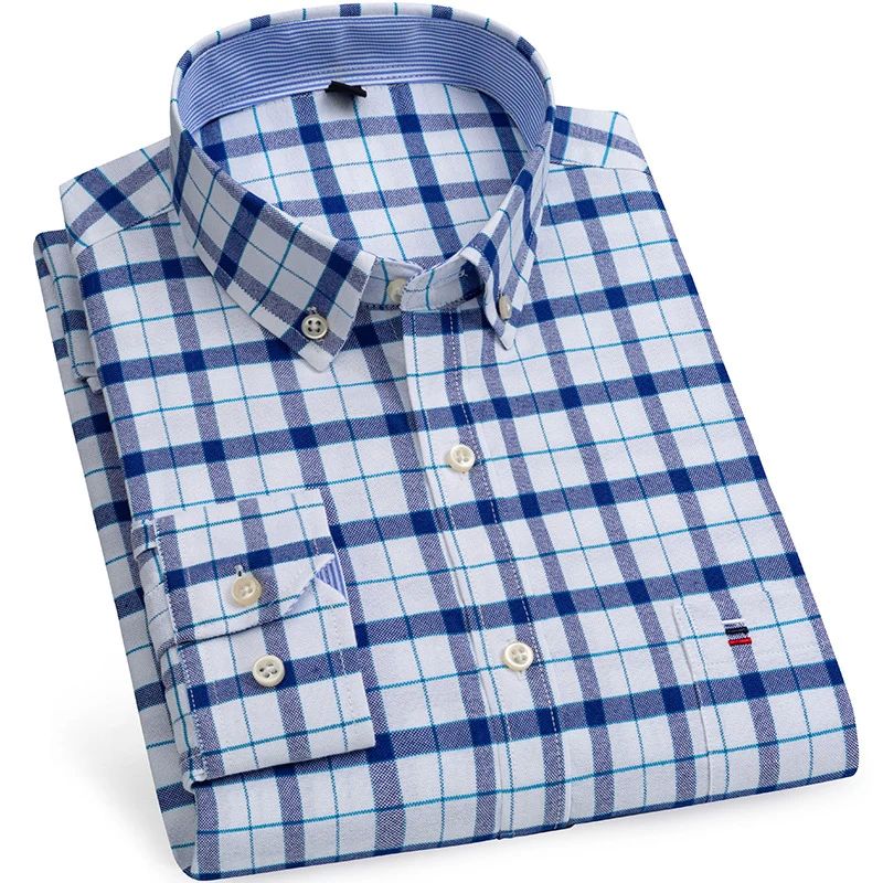 100% ure Cotton Oxford Shirts for en Long Sleee  laid Shirt