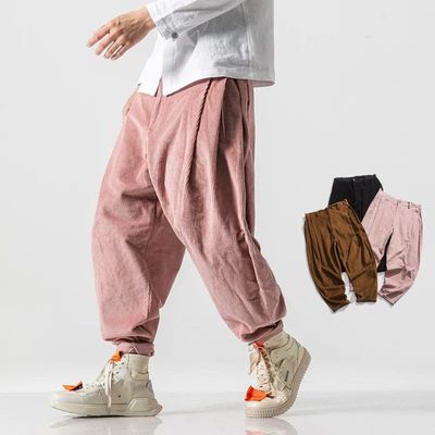ew Corduroy en's arem ants Jogging Sweatpants Sreetwear en a