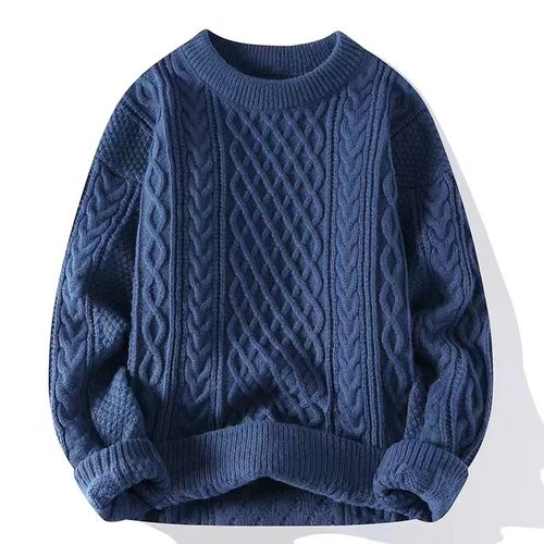 Men's Twist Sweater Casual All-match Light Mature Solid lor