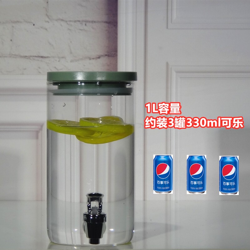 耐热玻璃热饮柠檬水冷水壶饮水器饮料桶小号容量冷藏凉水壶带龙头