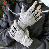 雷翅摩托车手套半指夏季 手套防摔男女机车触屏防滑 骑行透气薄款