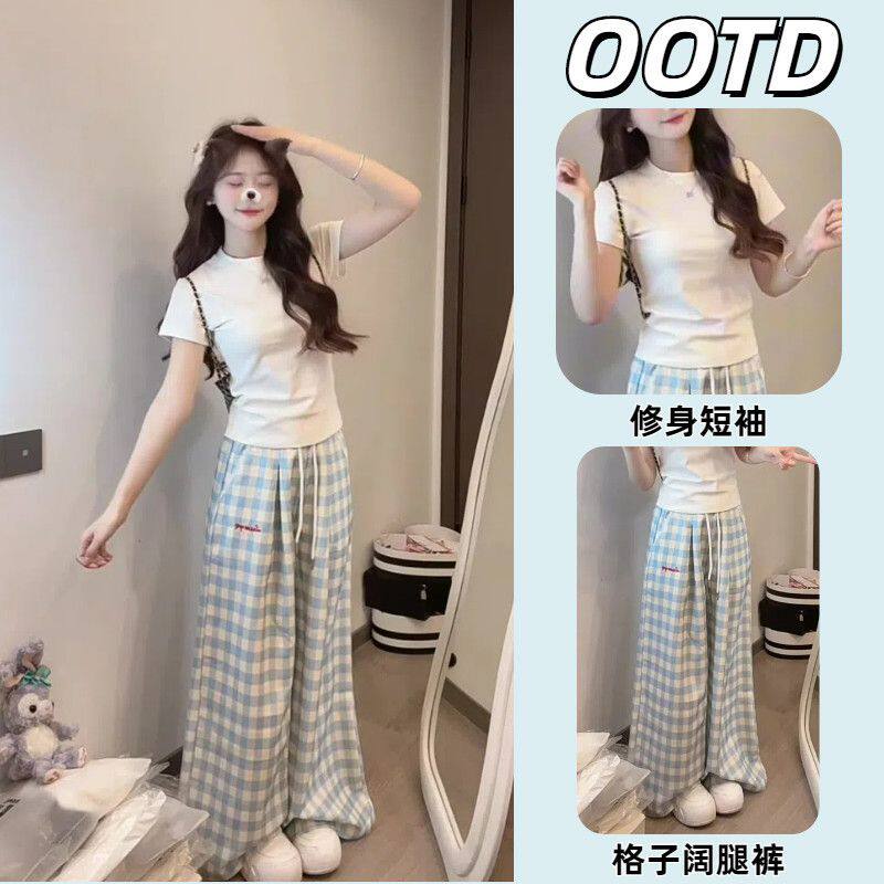 女童夏季套装新款洋气韩系高腰潮
