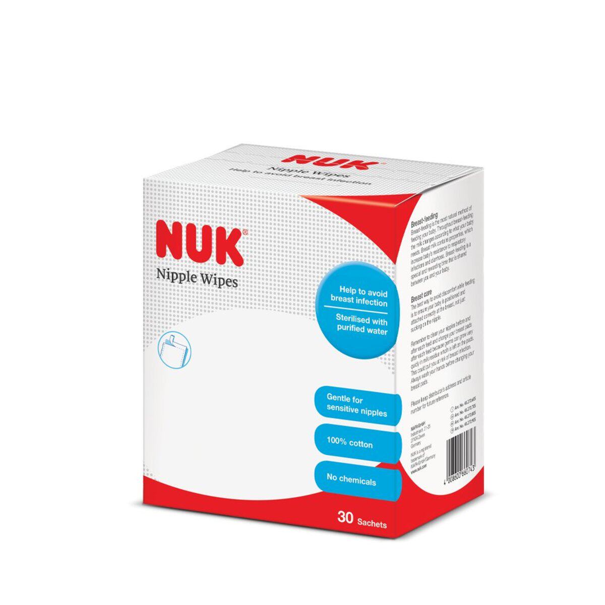 NUK乳头清洁棉30片装哺乳前后均可使用不含酒精香精卫生方便携带