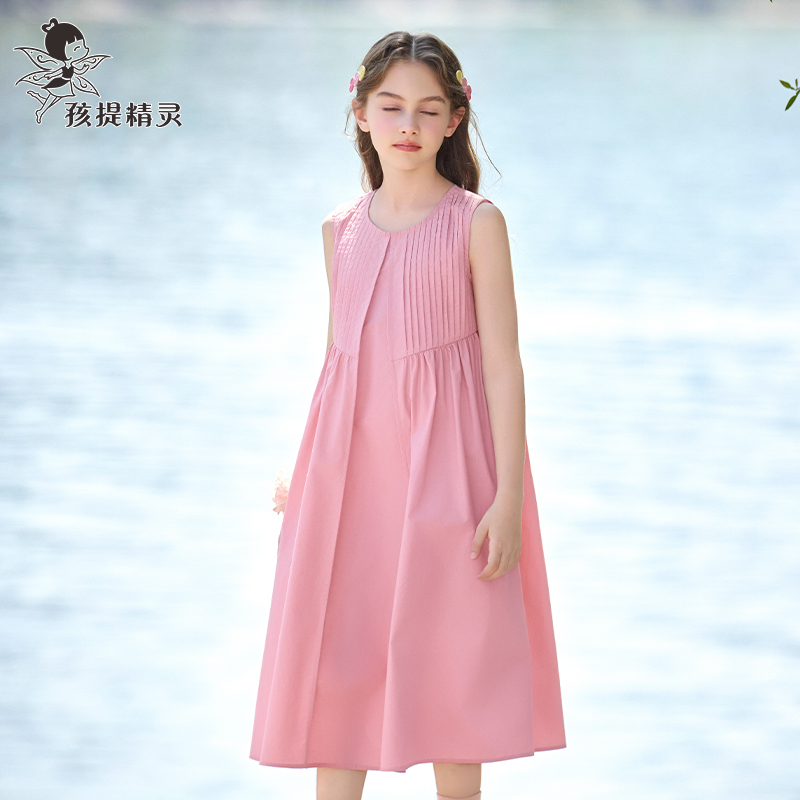 女童纯棉无袖连衣裙2025夏装新款洋气大童女孩薄款裙子儿童公主裙