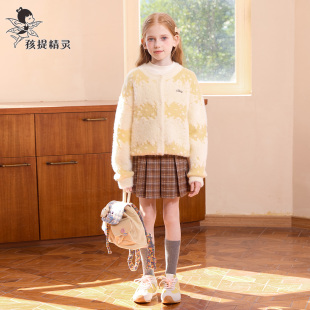 女童渐变小香风针织开衫2025秋冬新款大童加厚毛衣针织衫外套儿童